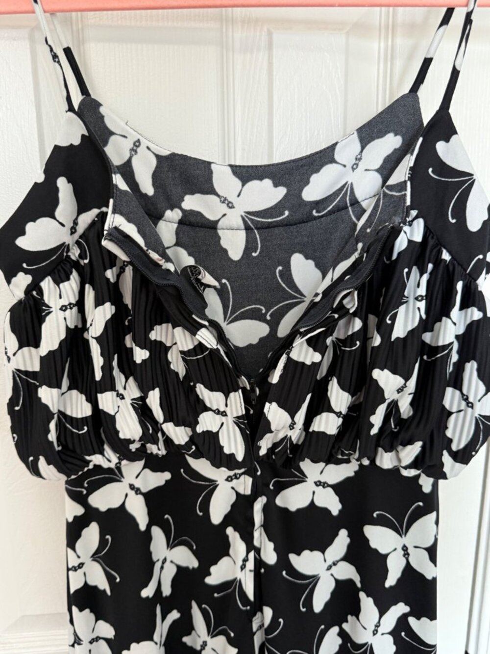 Vintage The Dress Black White Butterfly Pattern Maxi Dress Sun 70s Boho Retro 1 - Picture 5 of 7